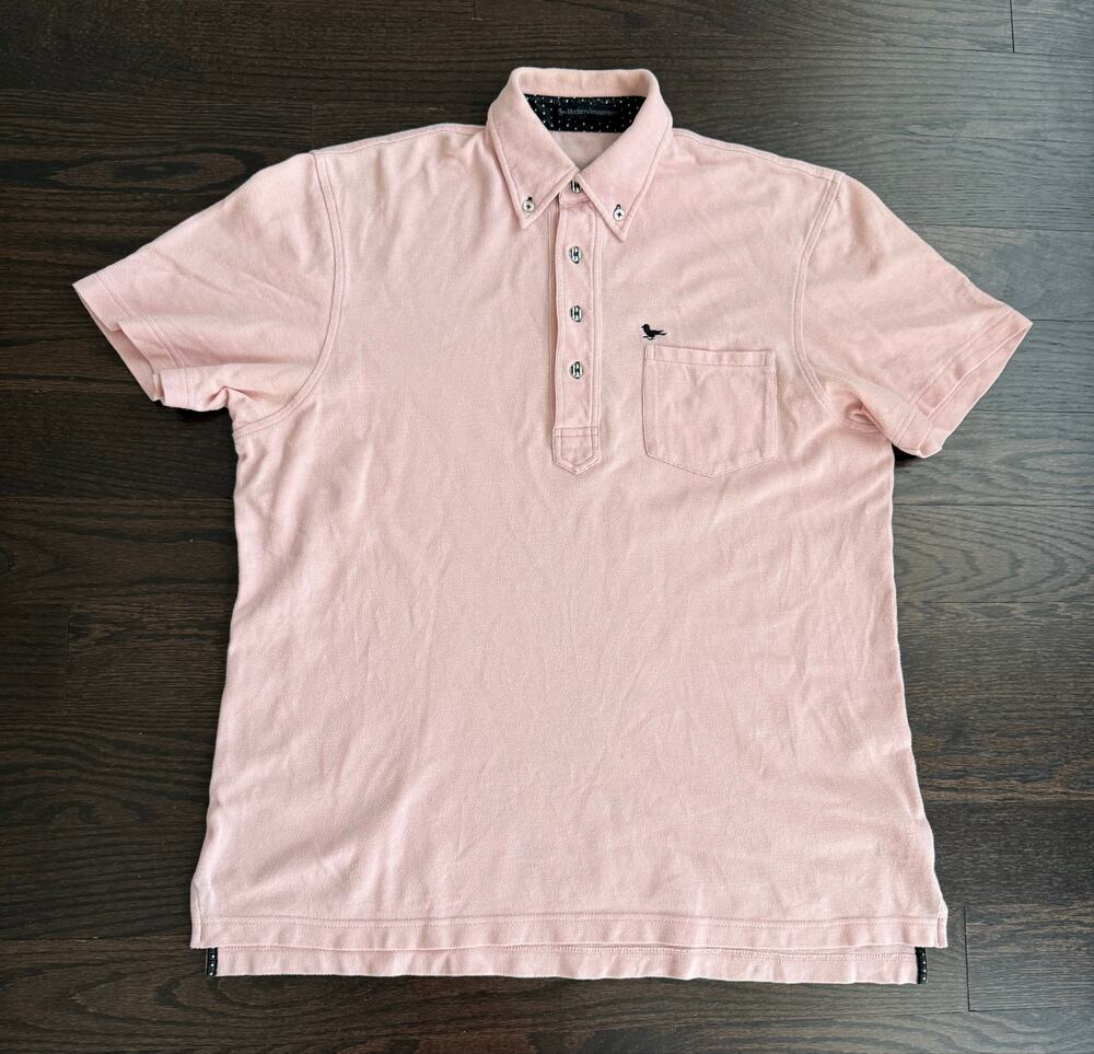 Vintage Modern Amusement Y2K Pink Pique Polo Shirt w/ Crow Logo